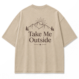 Take Me Outside Minimalistisches T-Shirt mit Bergmotiv
