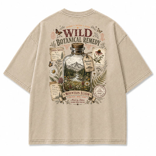 Mountain Elixir Botanical Bottle Graphic T-Shirt