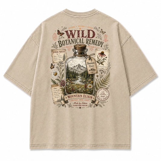 Mountain Elixir Botanical Bottle Graphic T-Shirt