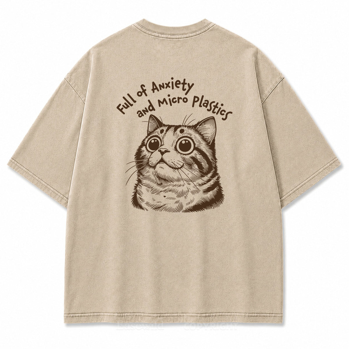 "Full of Anxiety and Micro Plastics" Funny Cat Washed Graphic T-Shirt