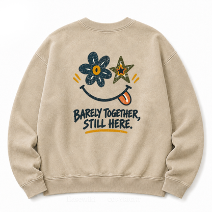 Retro Flower Star Smiley Washed Sweatshirt
