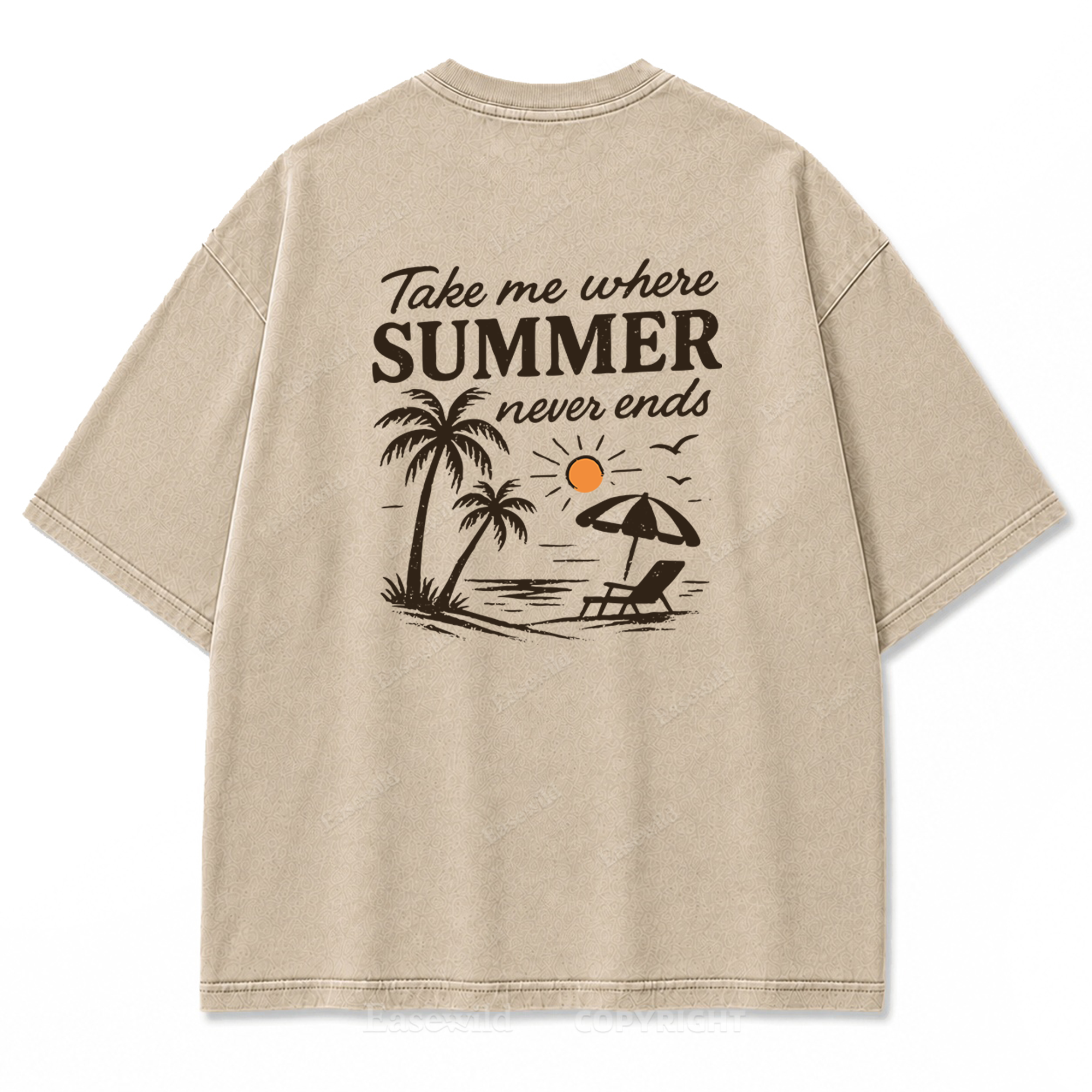 Summer Never Ends T-Shirt mit Strand-Print-Waschung