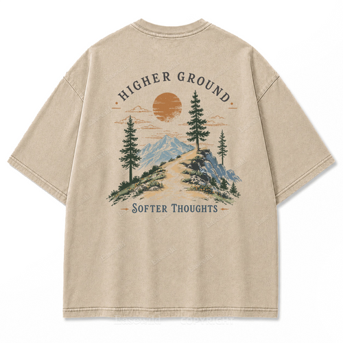 Higher Ground Softer Thoughts Washed Print T-Shirt
