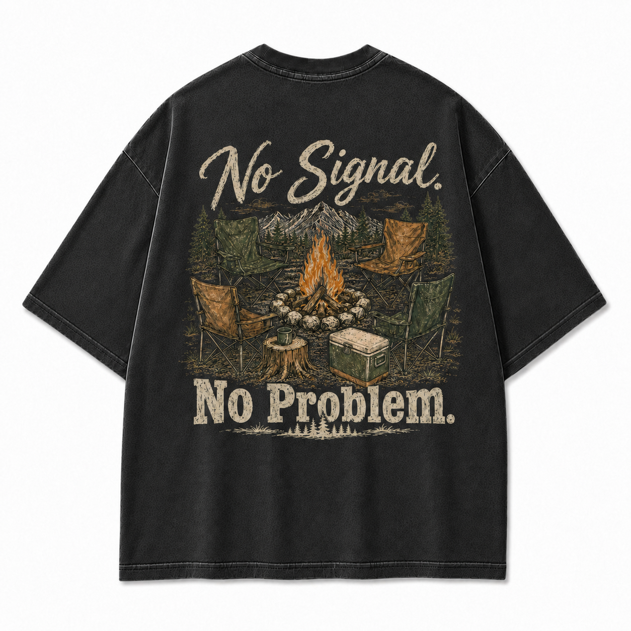 No Signal No Problem Camping Graphic T-Shirt
