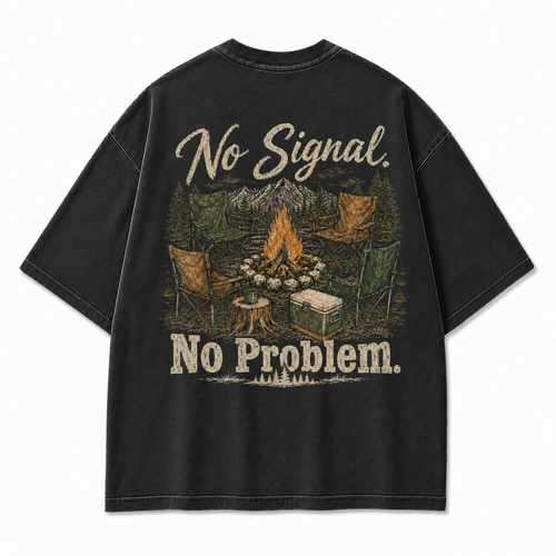 No Signal No Problem Camping Graphic T-Shirt