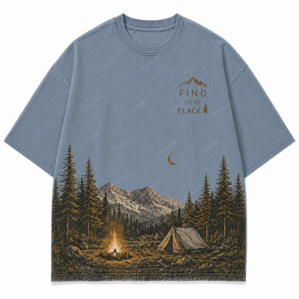 Find Your Place Campfire Scenic Hem Tee