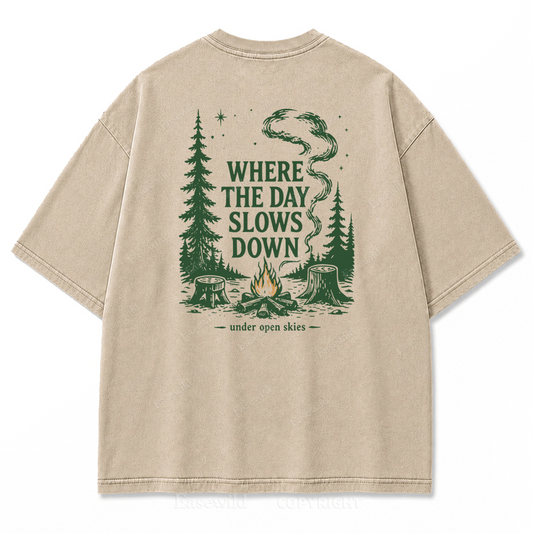 Slow Day Open Skies Washed Print Tee