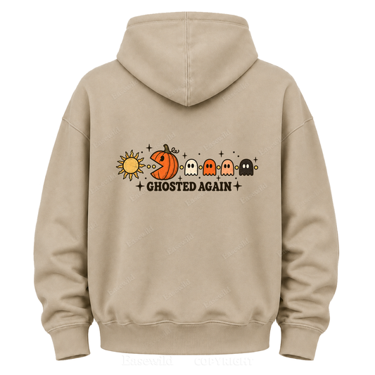 Ghosted Again Pumpkin Pac-Man Halloween Graphic Hoodie