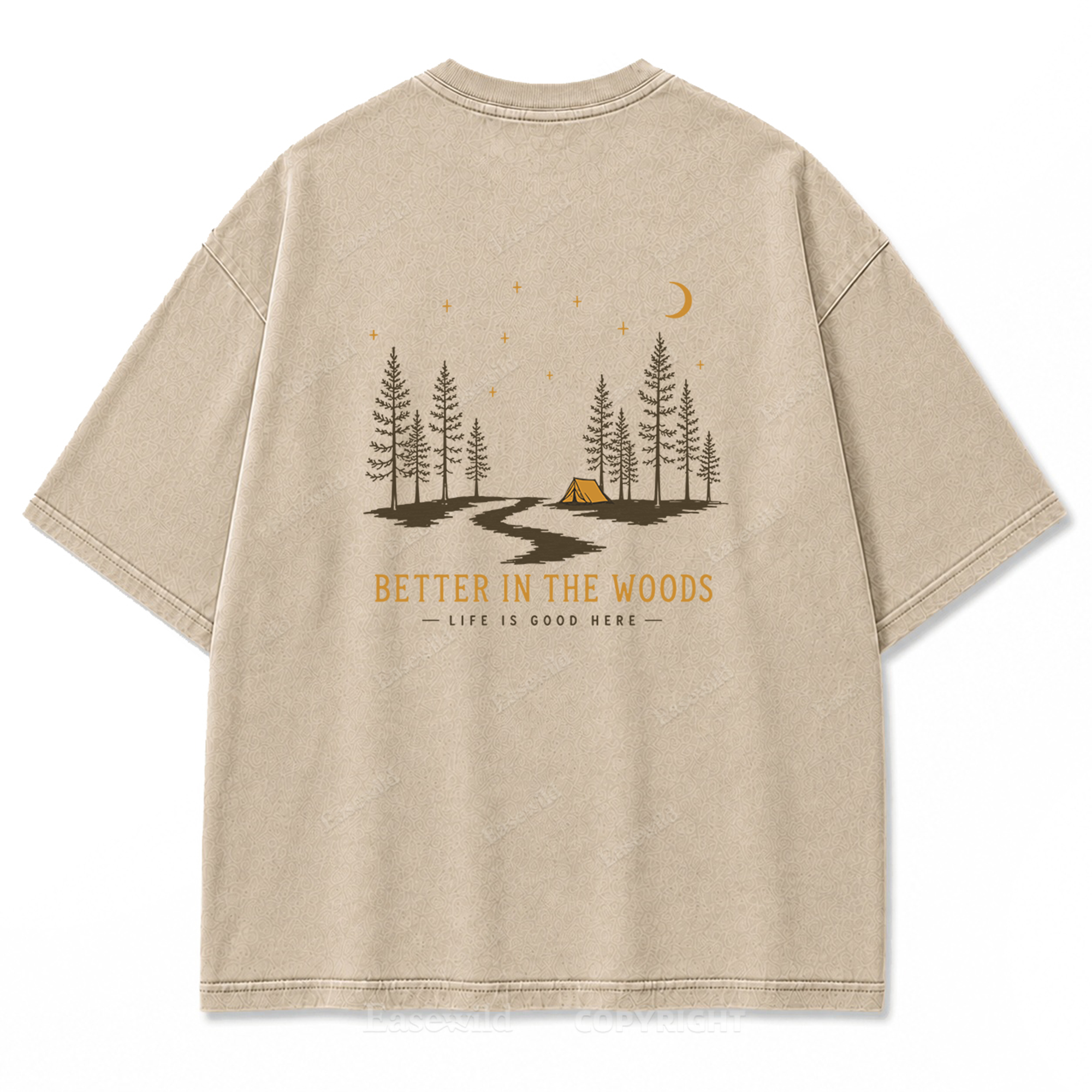 Better in the Woods Camping Washed Print Tee