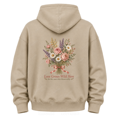 Love Grows Wild Here Vintage Floral Graphic Hoodie
