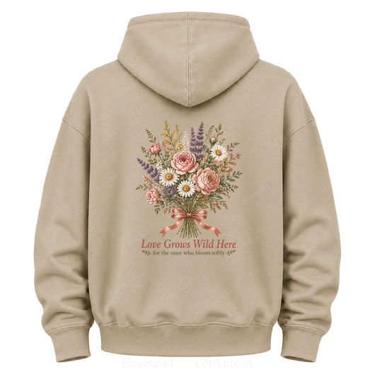 Love Grows Wild Here Vintage Floral Graphic Hoodie