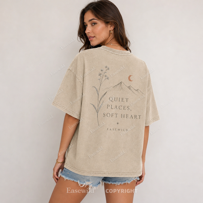 Quiet Places, Soft Heart Washed Back Print Tee
