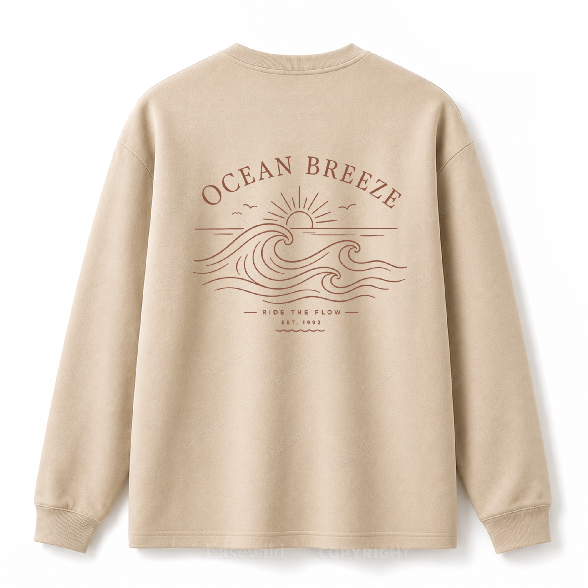 Ocean Breeze Wave Washed Graphic Long Sleeve Tee
