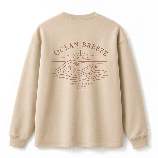 Ocean Breeze Wave Washed Graphic Long Sleeve Tee