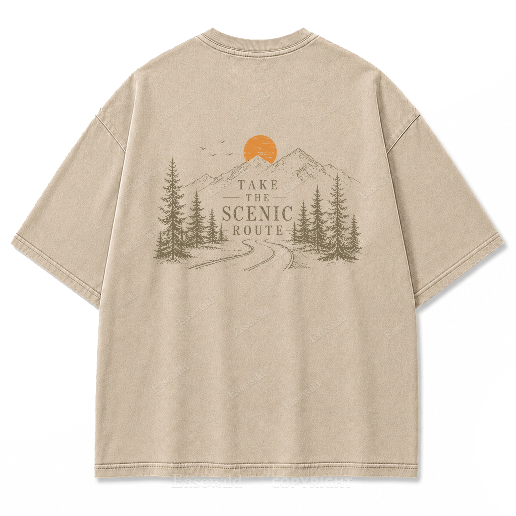 Take The Scenic Route Minimal Washed Print Tee