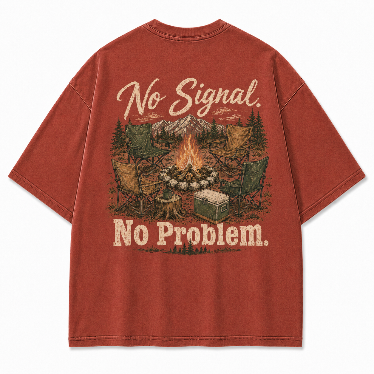 No Signal No Problem Camping Graphic T-Shirt