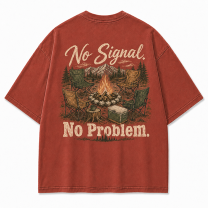 No Signal No Problem Camping Graphic T-Shirt
