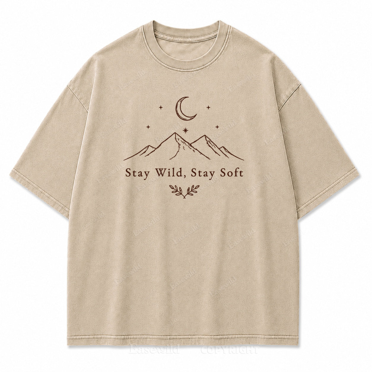 Stay Wild Stay Soft Mountain Moon Washed Print Tee