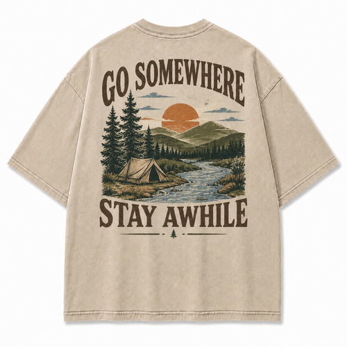 Go Somewhere Stay Awhile Washed T-Shirt