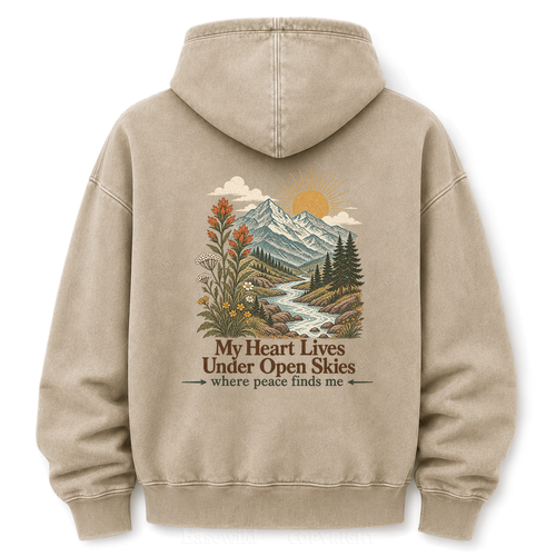 Where Peace Finds Me Vintage Mountain Washed Graphic Hoodie