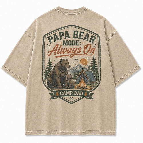 Papa Bear Camp Dad Washed T-Shirt