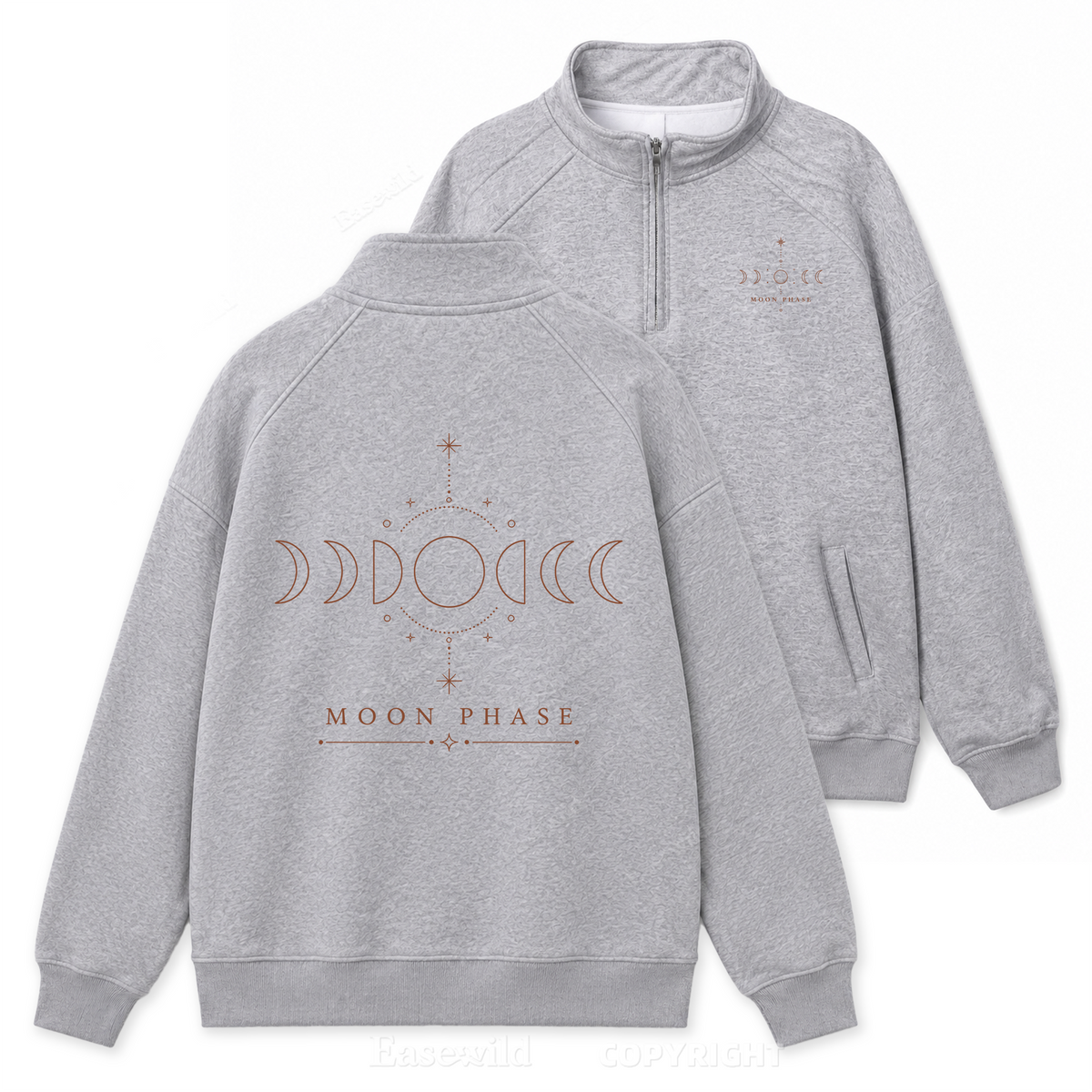 Moon Phase Harmony Zip Pullover Sweatshirt