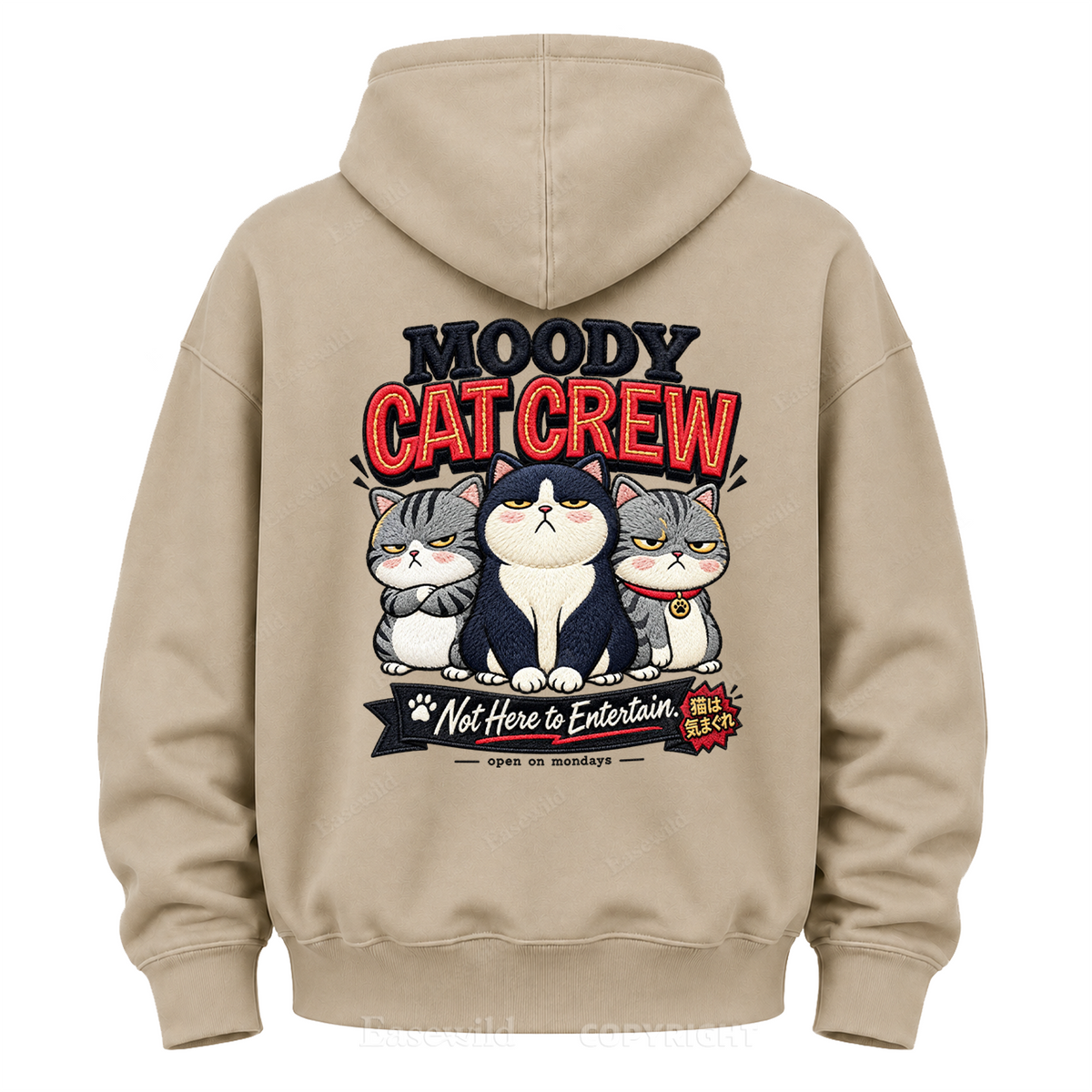 Moody Cat Crew Graphic Hoodie