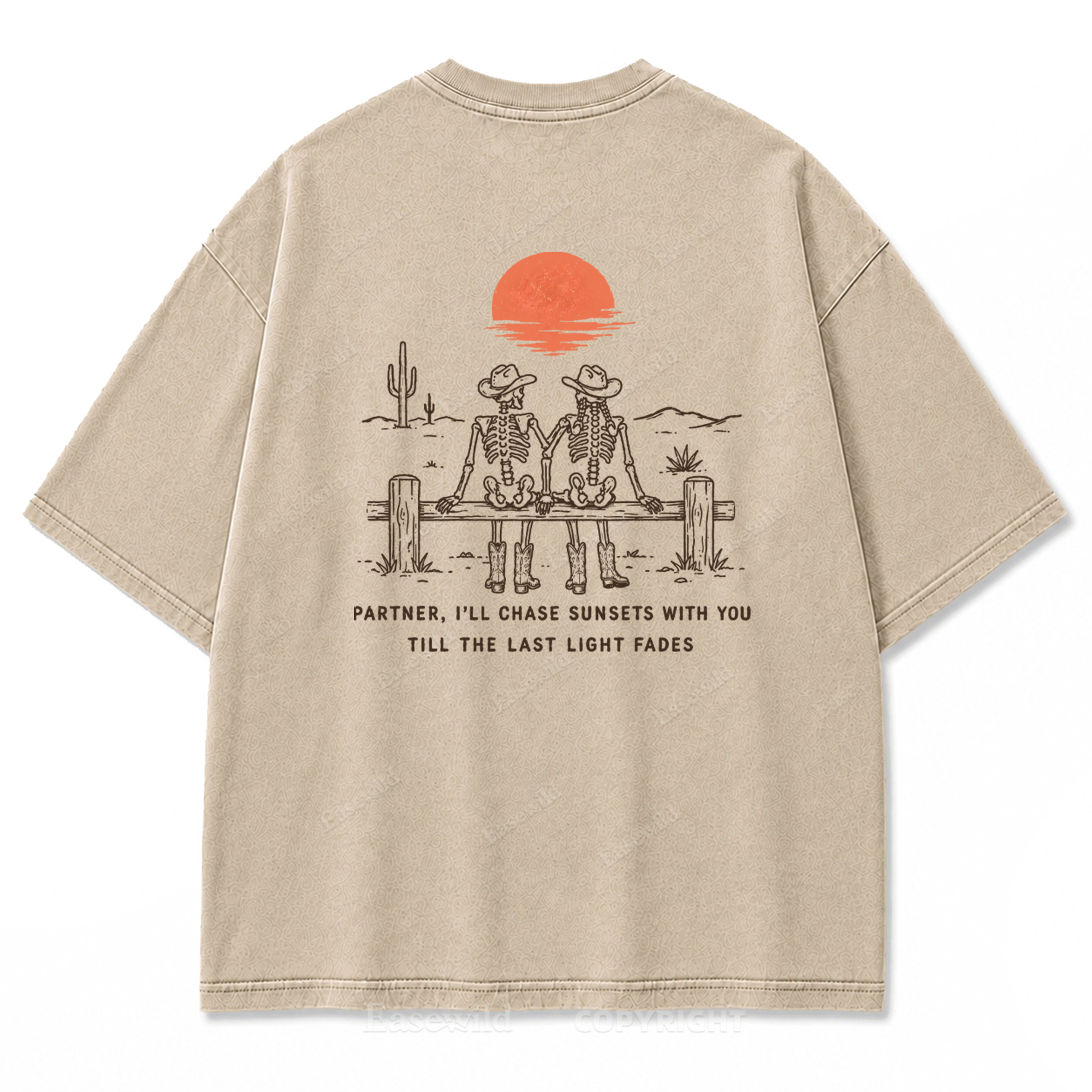 Cowboy-Skelett Used-Look T-Shirt