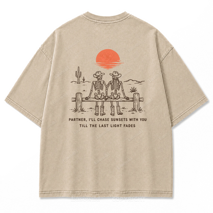 Cowboy-Skelett Used-Look T-Shirt