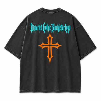 Gothic Cross Blackletter Graphic T-Shirt