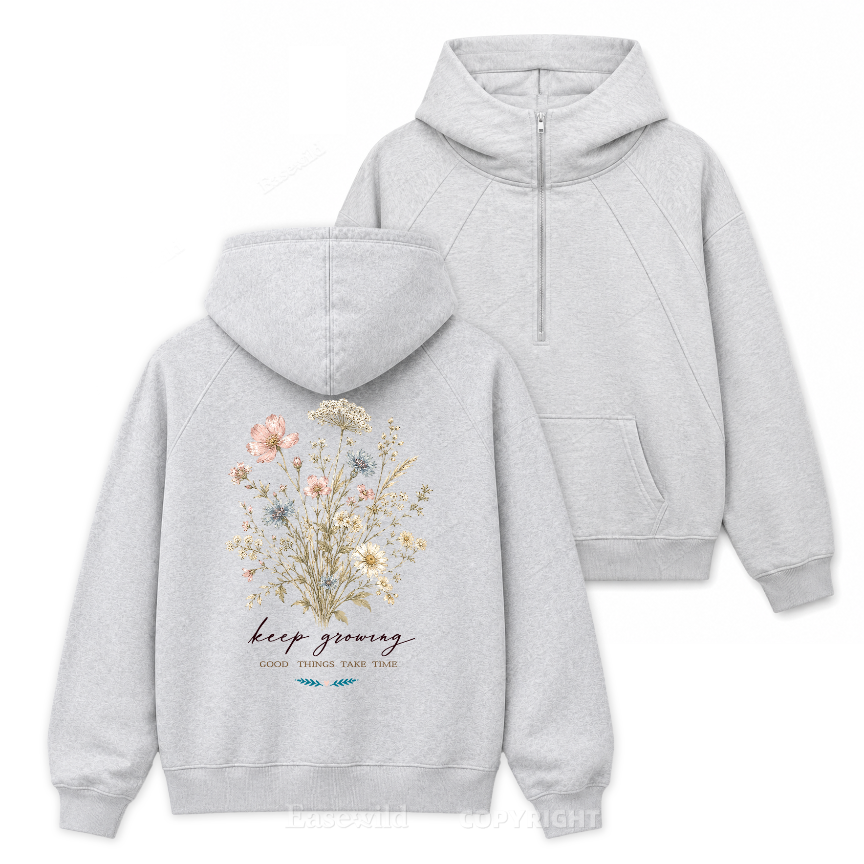 Keep Growing Blossom-Zip Hoodie