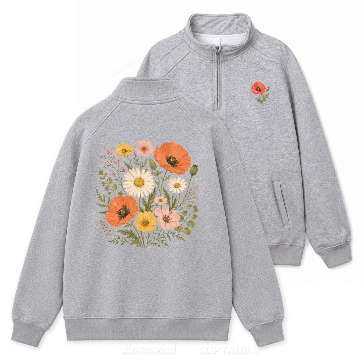 Wildflower Medley Zip Pullover Sweatshirt