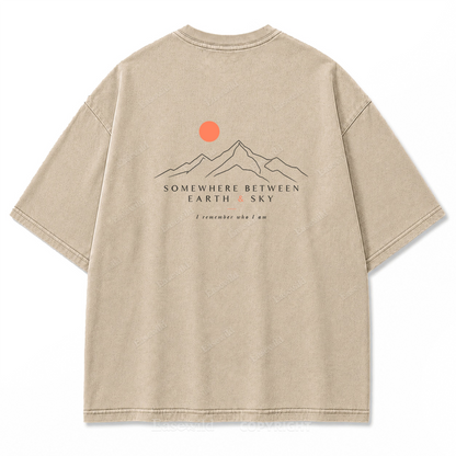Somewhere Between Earth & Sky Washed Print T-Shirt