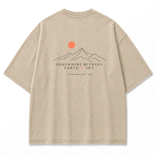Somewhere Between Earth & Sky Washed Print T-Shirt