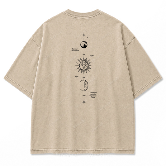 Spiritual Consciousness Sun & Moon Washed Print Tee
