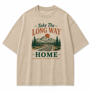 Take the Long Way Home Washed Print Tee