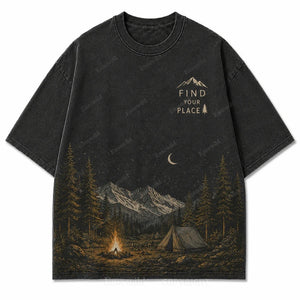 T-shirt graphique Feu de camp "Trouve ta place"