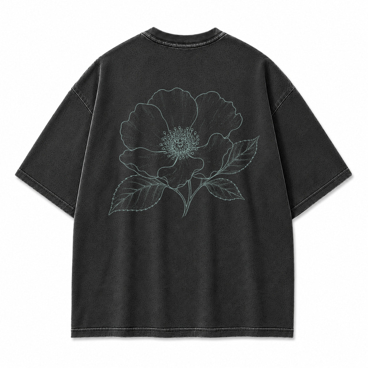 Blue Line Flower Graphic T-Shirt