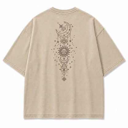 Celestial Harmony Sun Moon Graphic T-Shirt