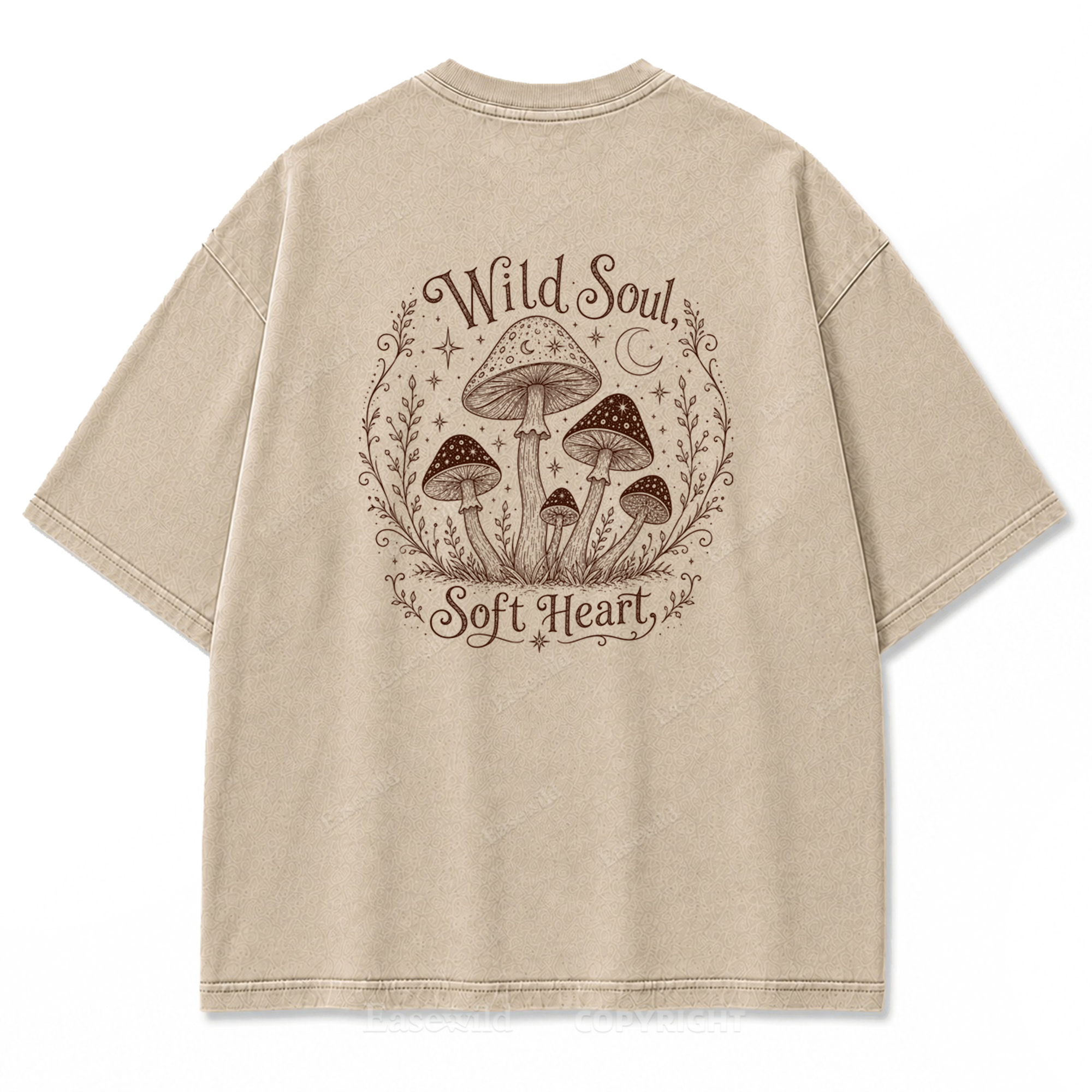 Wild Soul Soft Heart Mushroom Washed Print Tee
