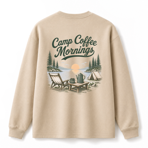 Camp Coffee Mornings Graphic Long Sleeve Tee