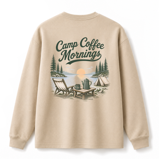Camp Coffee Mornings Graphic Long Sleeve Tee