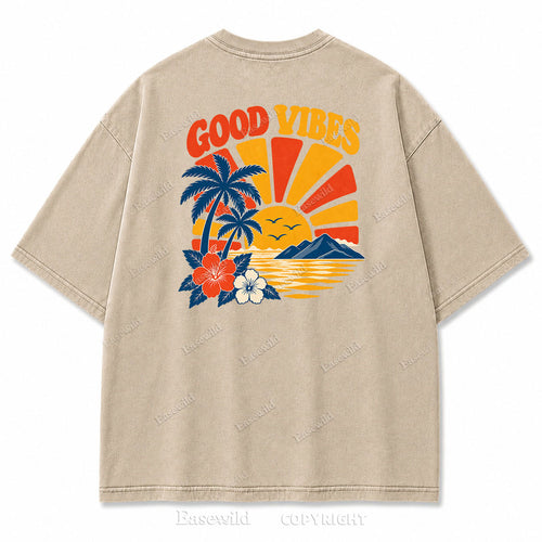 Retro Beach Sunset Oversized Graphic Tee