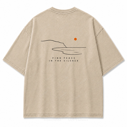 Find Peace in the Silence Washed Back Print Tee