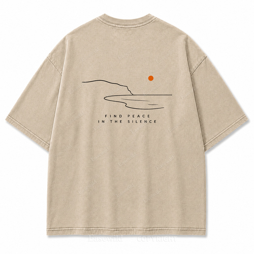Find Peace in the Silence Washed Back Print Tee