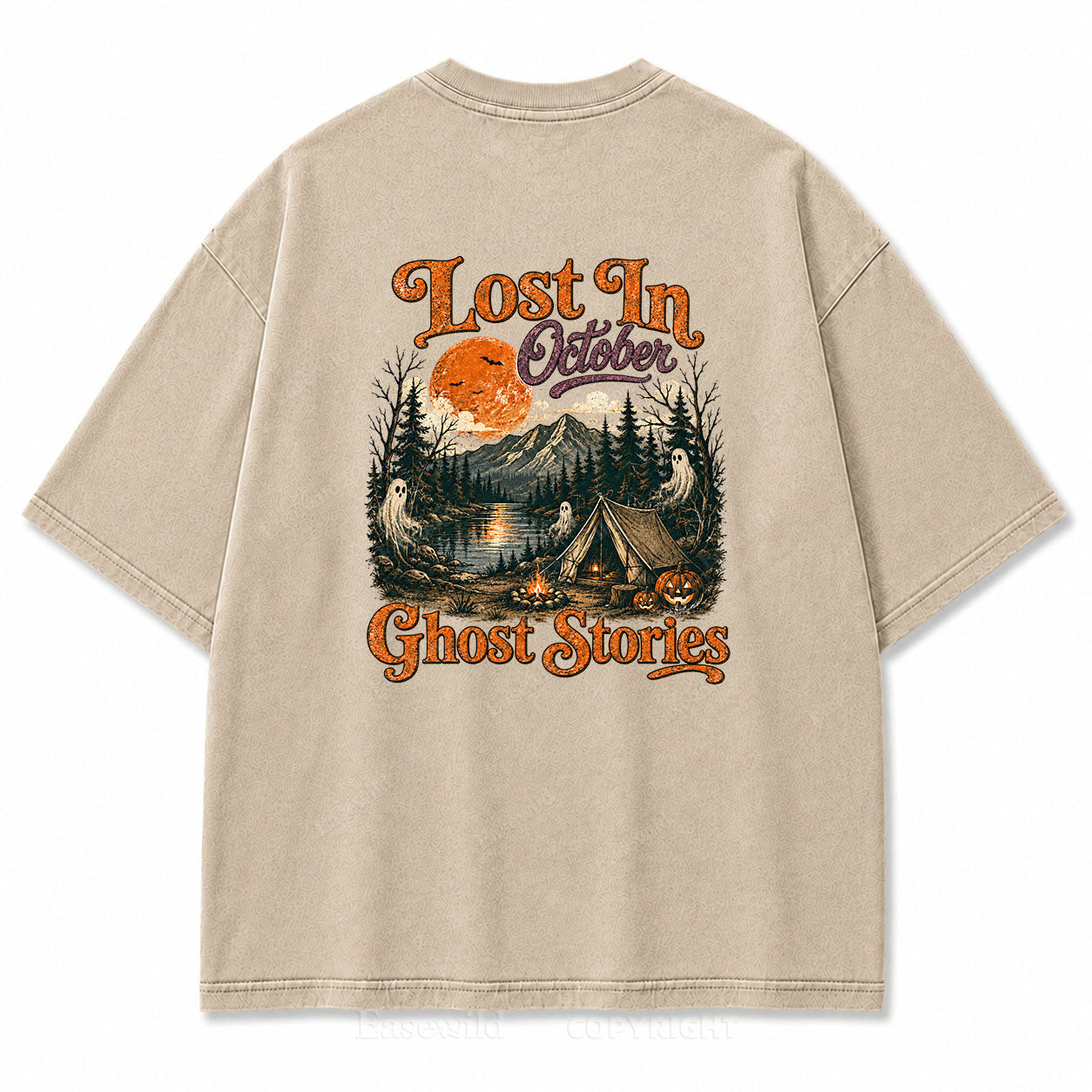 Lost In October Halloween Washed Graphic Tee