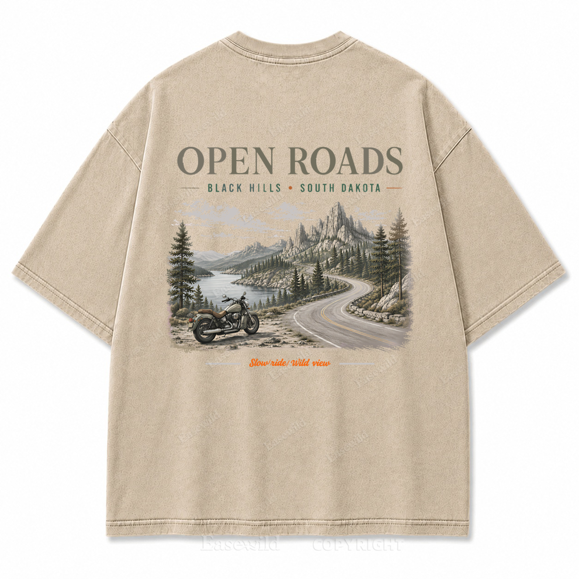 Open Roads Black Hills Washed Back Print Tee