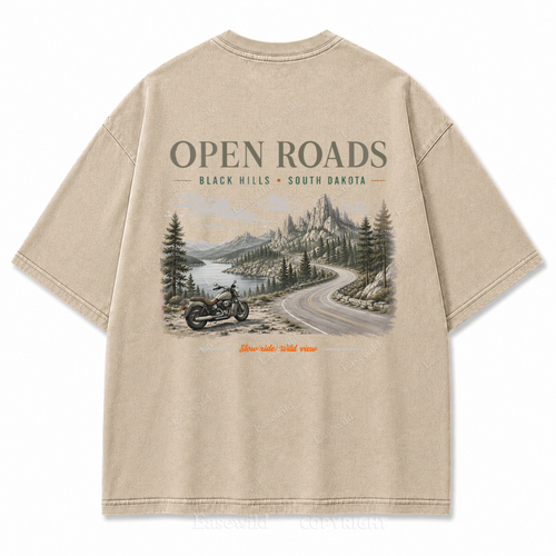 Open Roads Black Hills Washed Back Print Tee