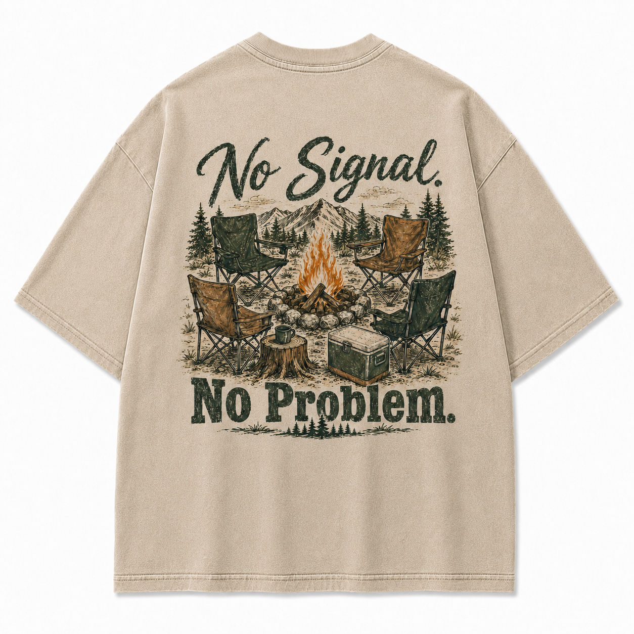 No Signal No Problem Camping Graphic T-Shirt