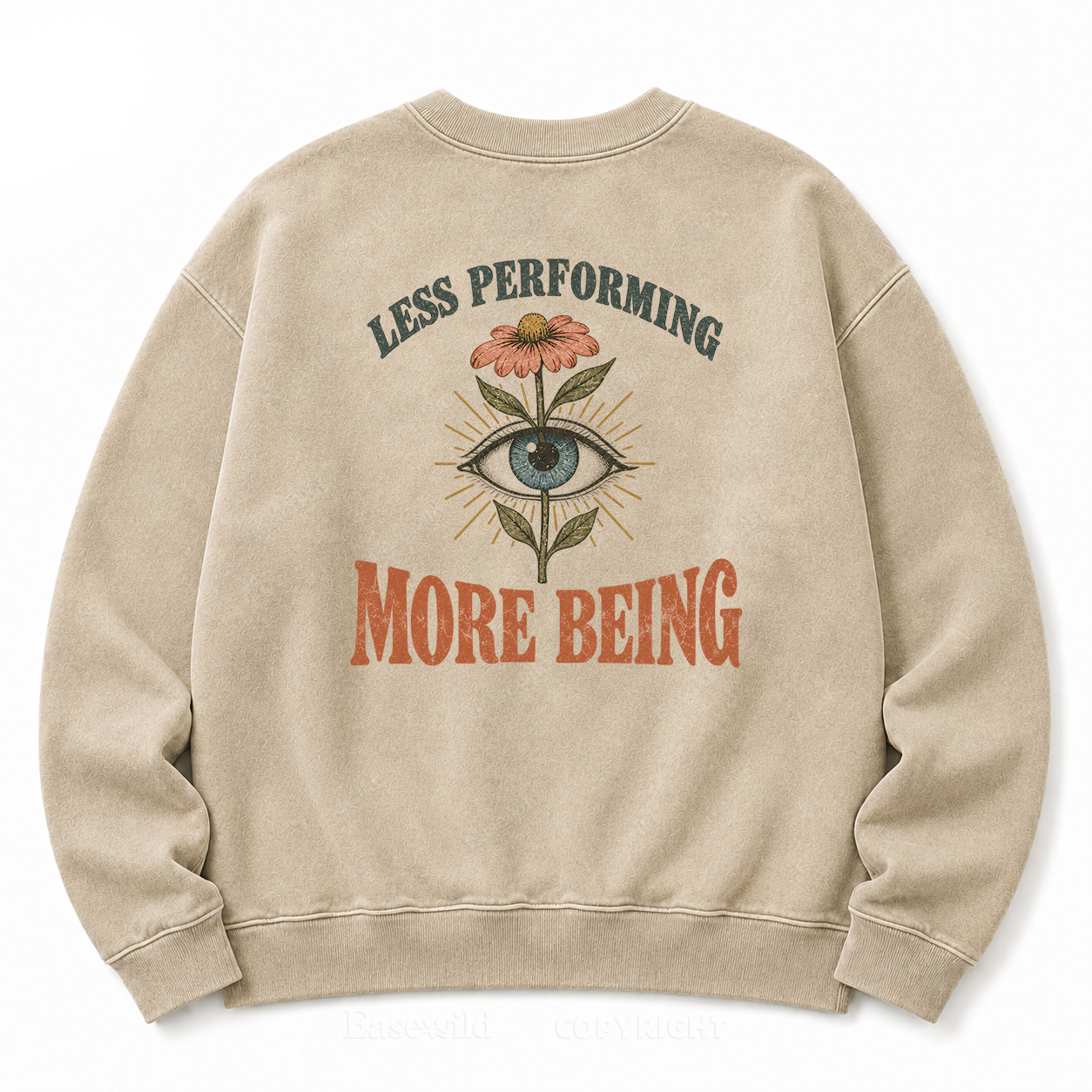 Quiet Authenticity Retro Eye Floral Washed Sweatshirt